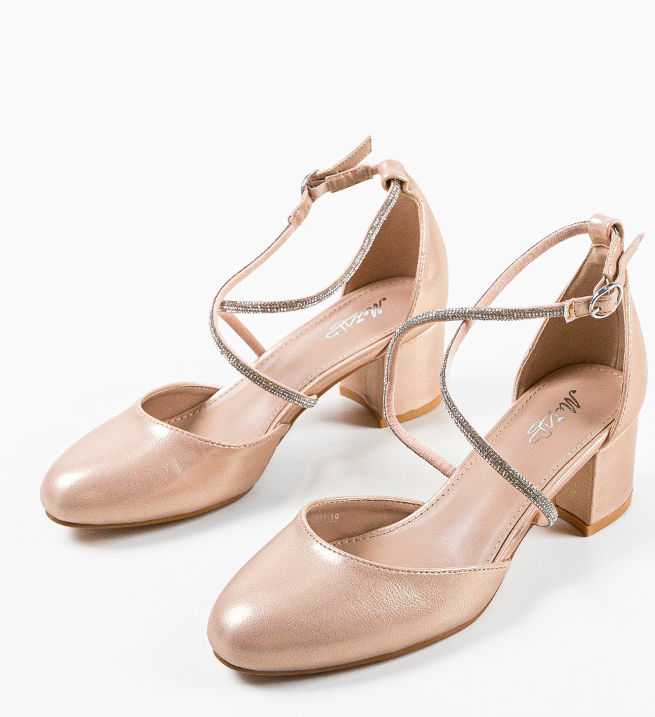 Pantofi Dama Plikam Aurii cu Toc Eleganți - imagine 5