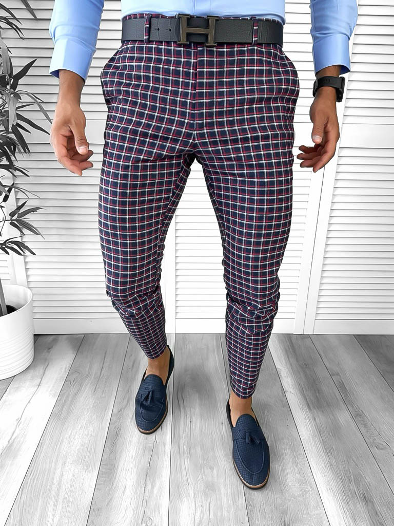 Pantaloni Eleganti Barbati Carouri Bumbac