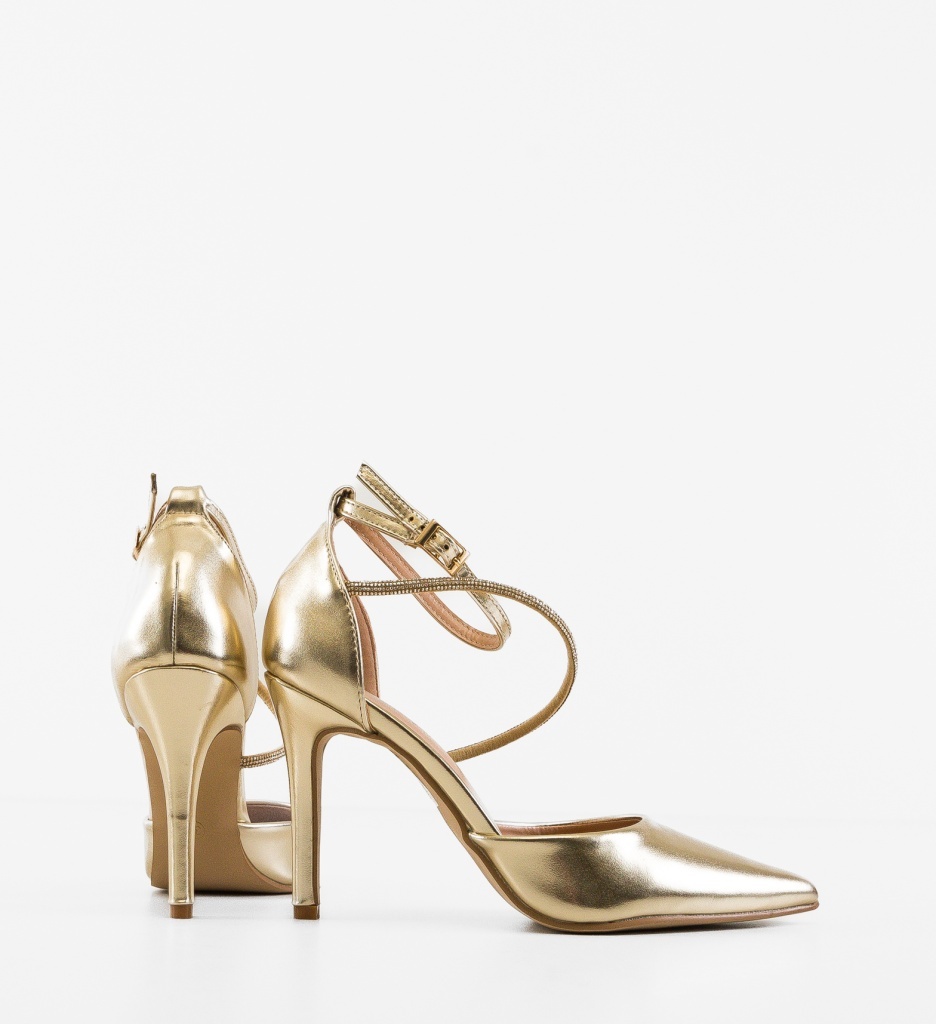 Pantofi Stiletto Dama Levvy Aurii Eleganți - imagine 3