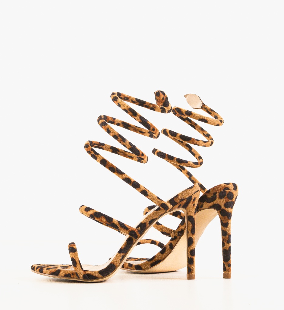 Sandale Dama Animal Print cu Toc Elegant - imagine 5