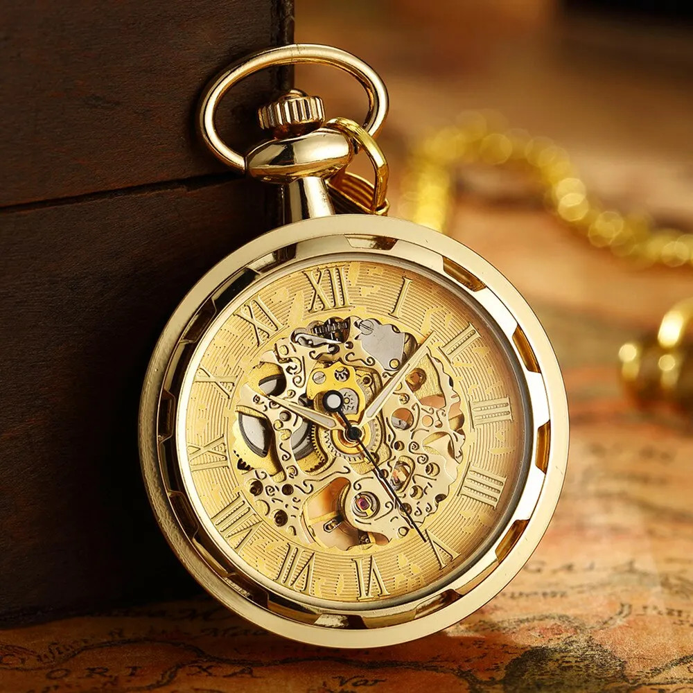 Ceas de buzunar Delis CS1712 Retro Vintage, mecanic - imagine 5