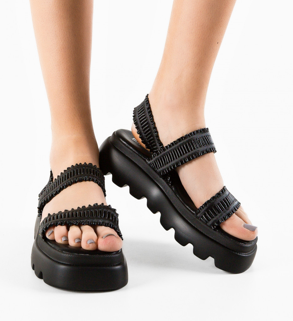 Sandale Dama Minnie Negre - Eleganță și Confort