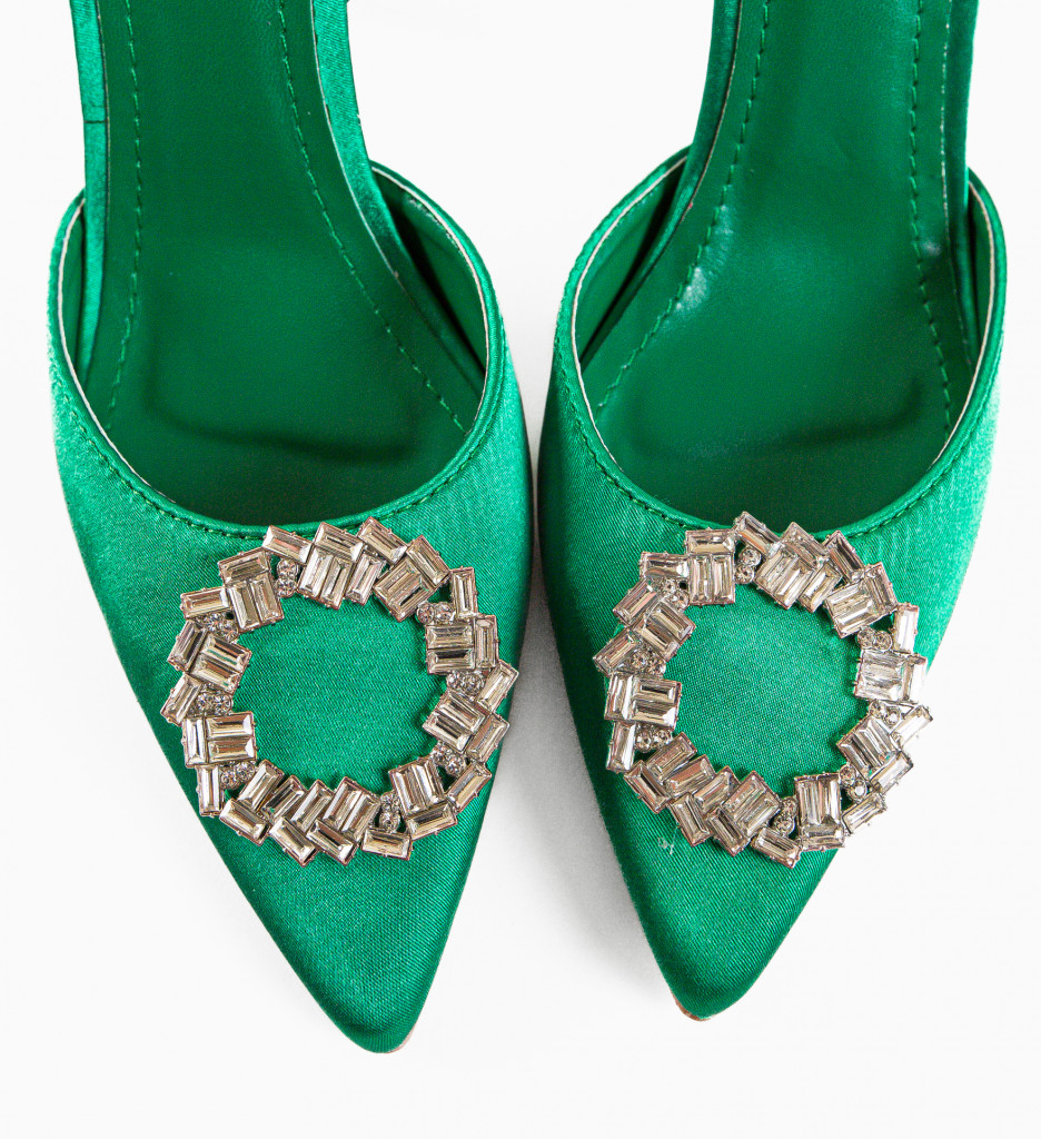 Pantofi Heilwig Verzi cu Toc Eleganți - imagine 8