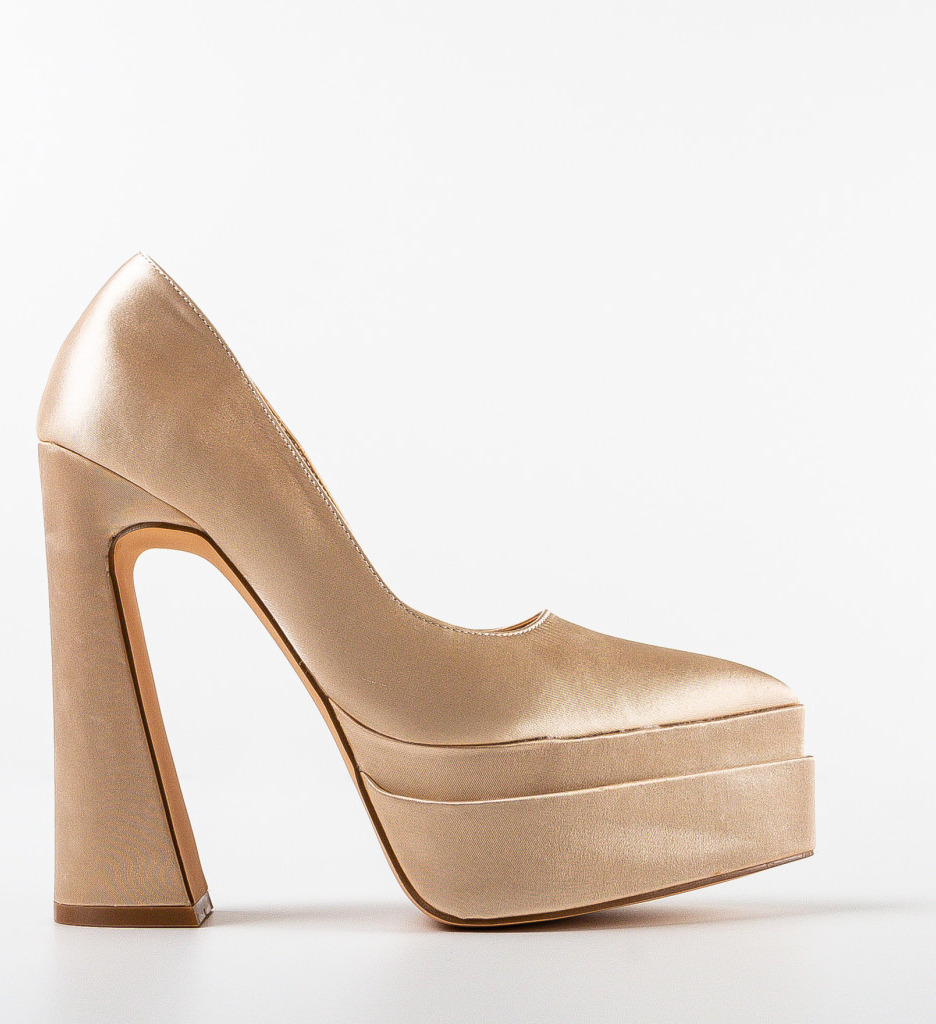 Pantofi Dama Carweb Bej Eleganți cu Toc - imagine 4