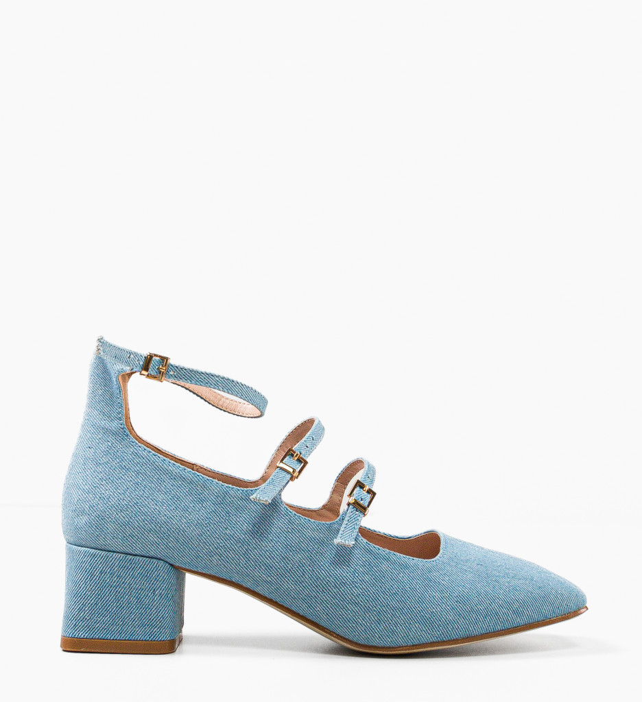 Pantofi dama Jona Albastri cu Toc Eleganți - imagine 5