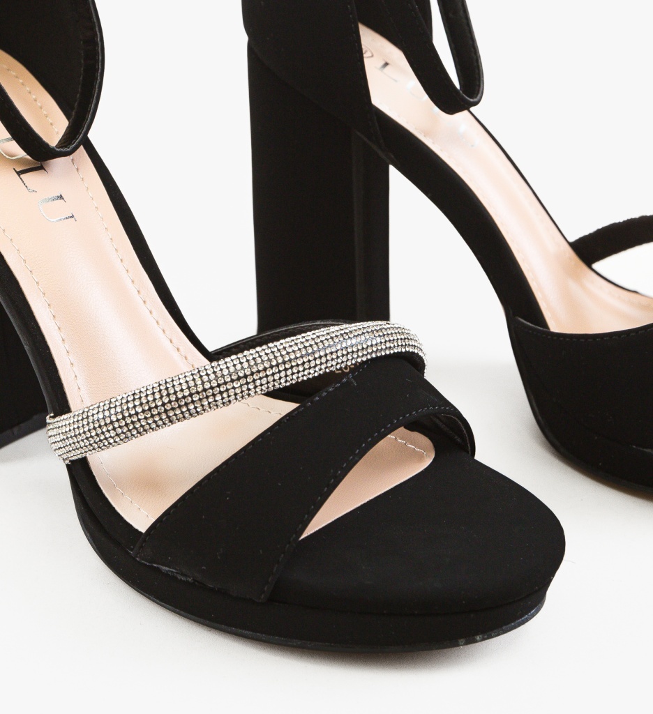 Sandale cu toc Rutyna Negre Elegante - imagine 4