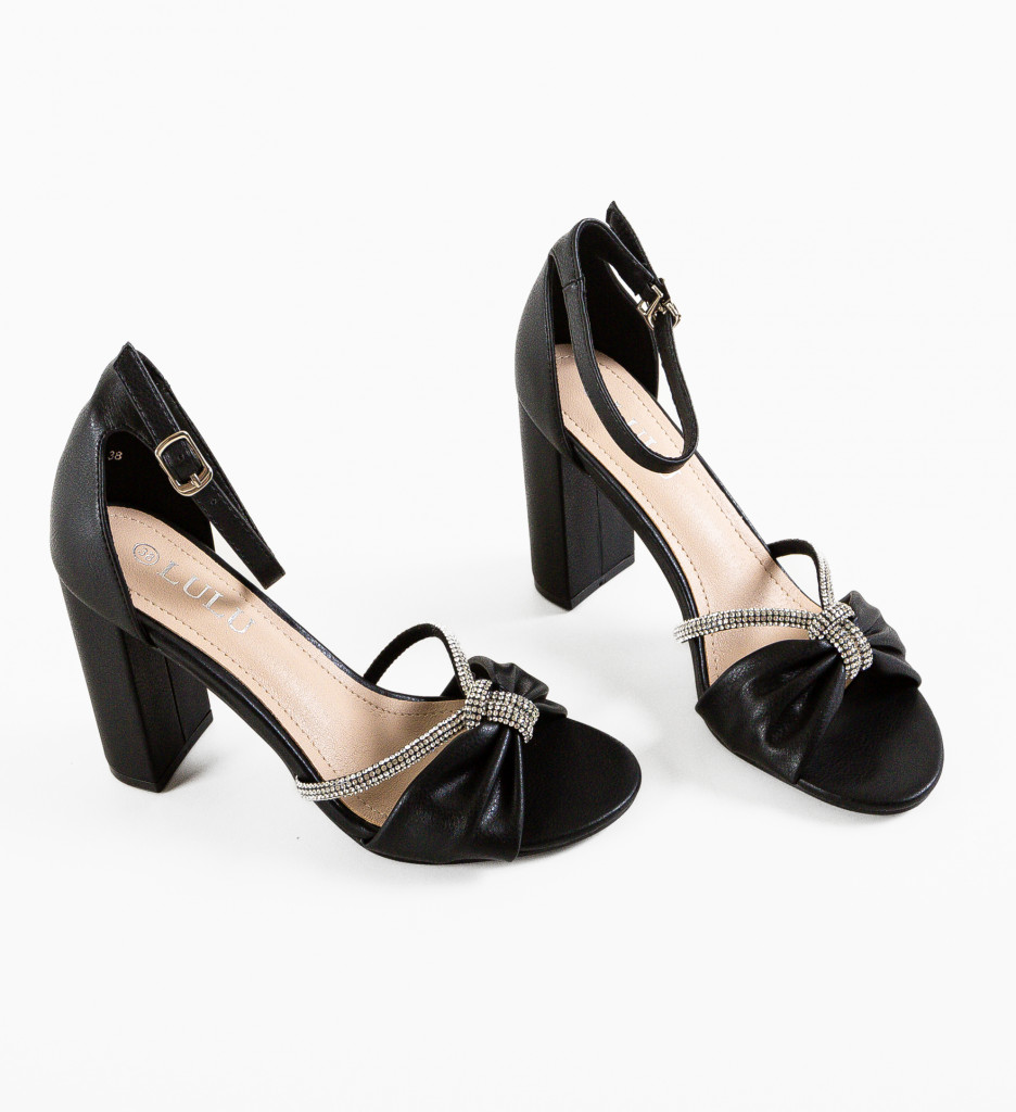 Sandale Epsilon Negre cu Toc Elegant - imagine 6