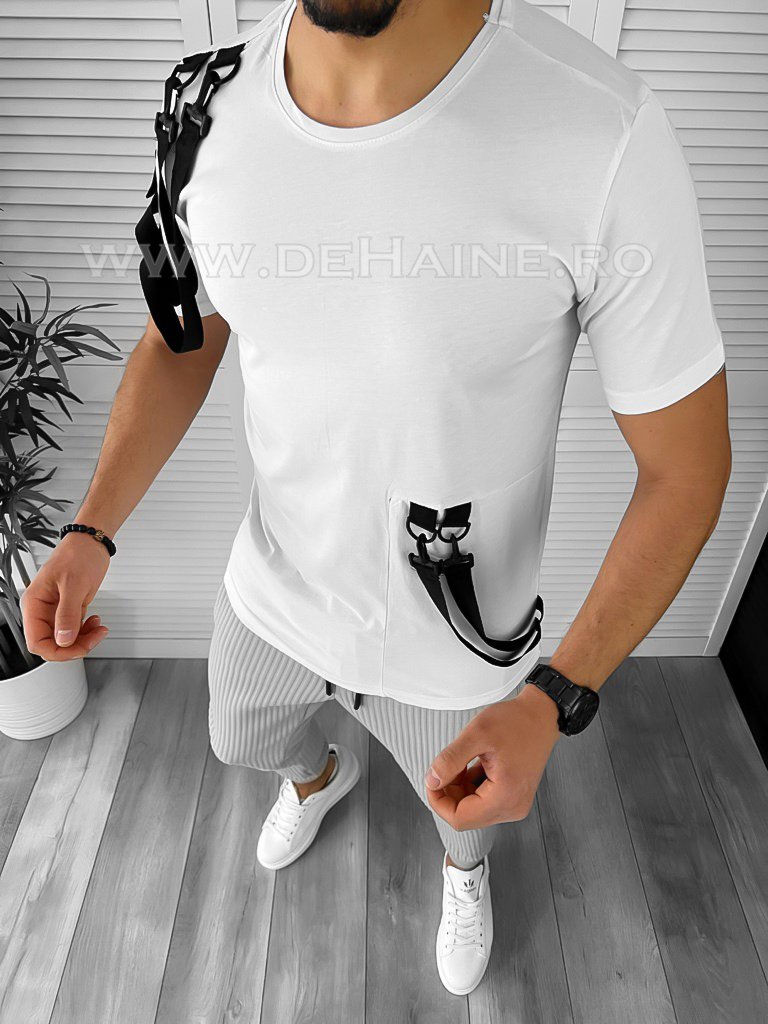 Tricou barbati alb slim fit cu defect DEF2655