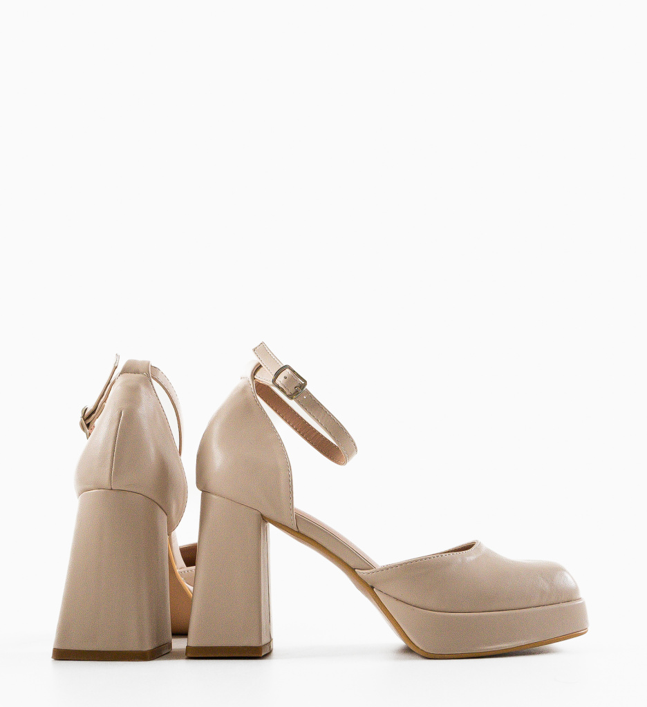 Pantofi Dama Kausar Bej cu Toc Elegant - imagine 6