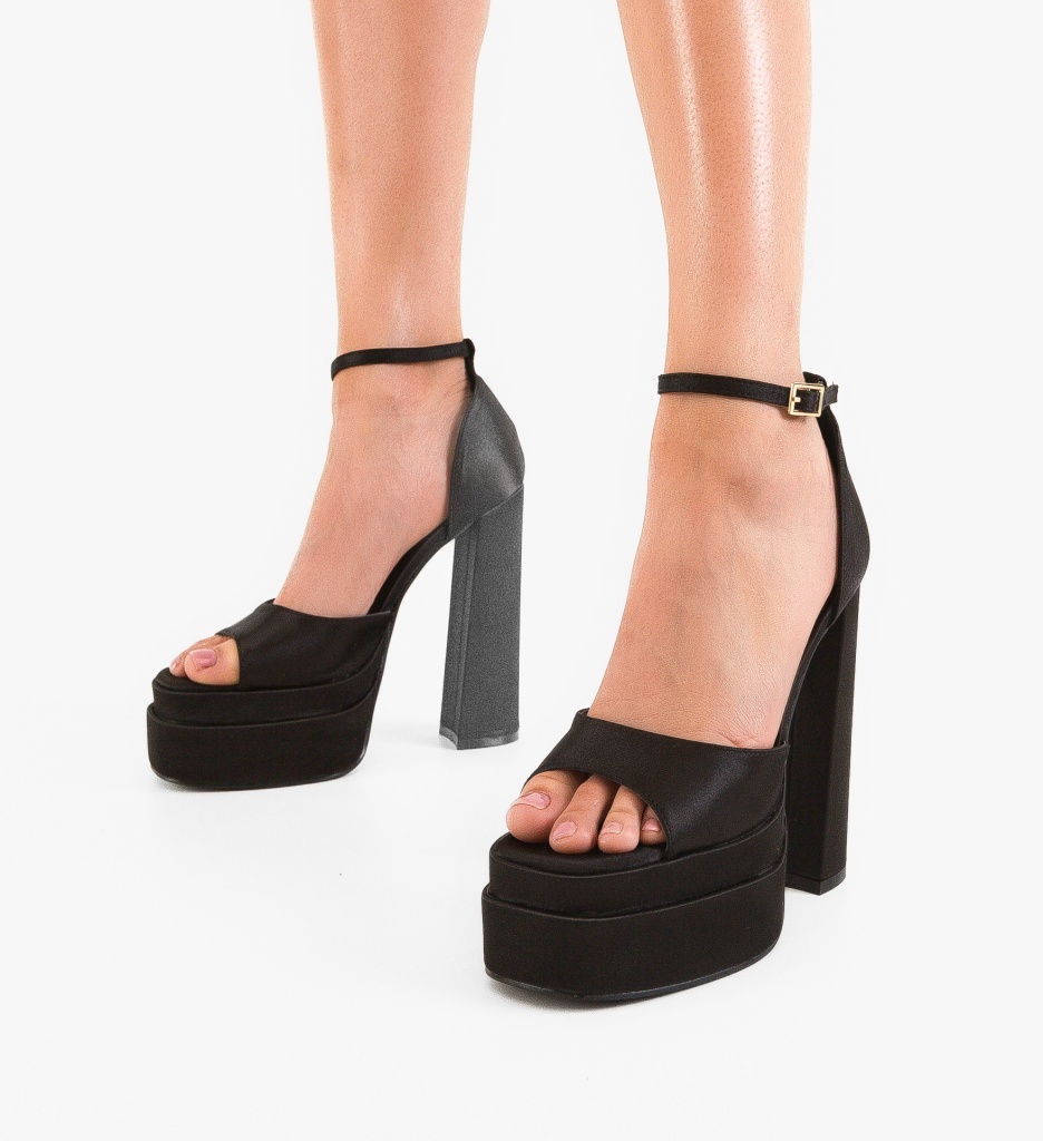Sandale Haynes Negre cu Toc Elegant - imagine 3