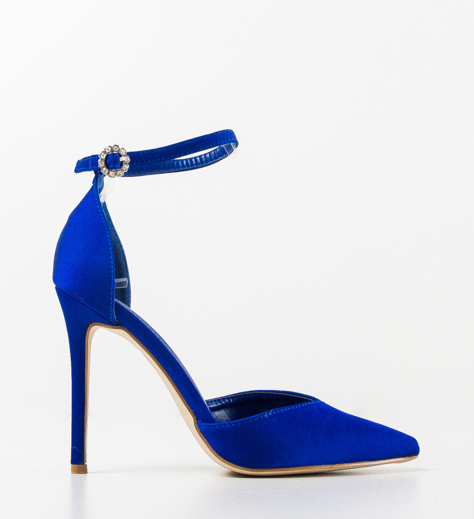 Pantofi Uneli Albastri cu Toc Eleganți - imagine 6