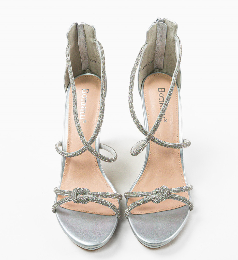 Sandale Toc Argintii Elegante - Stil Feminin - imagine 8