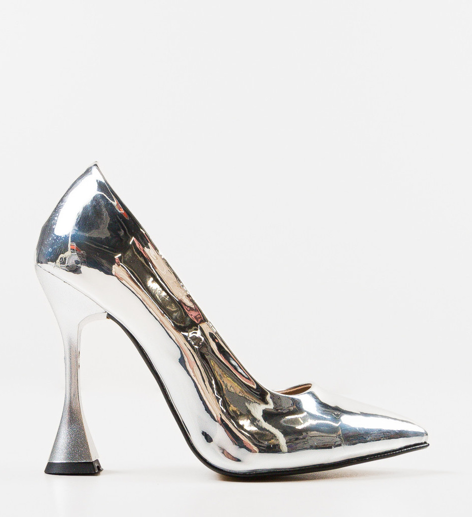 Pantofi Mineki Argintii cu Toc Eleganți - imagine 5