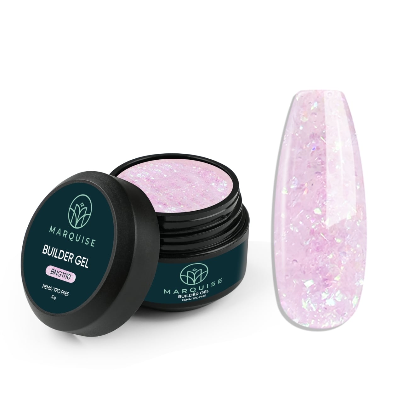 Gel UV Constructie Unghii HEMA/TPO FREE, Marquise, Glitter BNG1110, 30 g