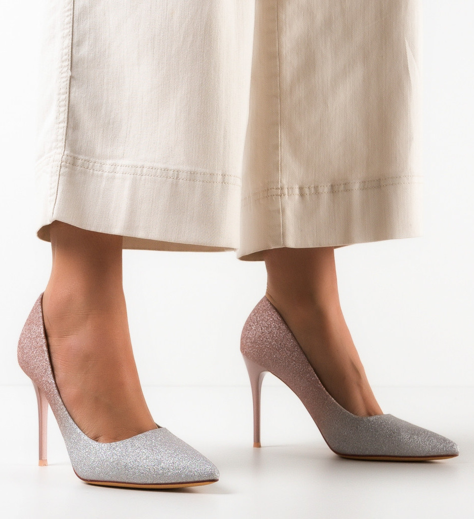 Pantofi dama aurii eleganti cu toc - imagine 2