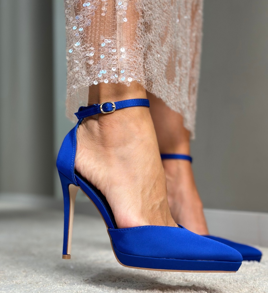 Pantofi dama Nikolov Albastri cu Toc Eleganți - imagine 4