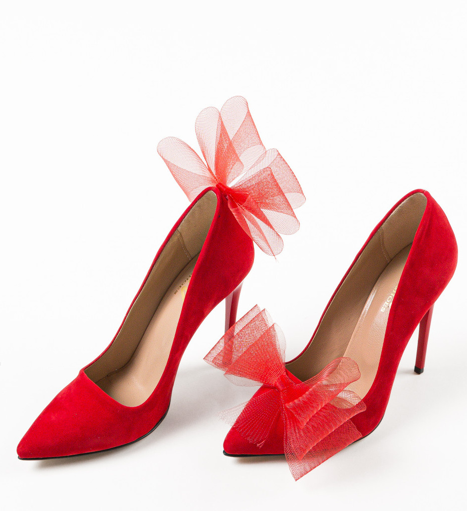 Pantofi Dama Monroe Rosii cu Toc Eleganti - imagine 5