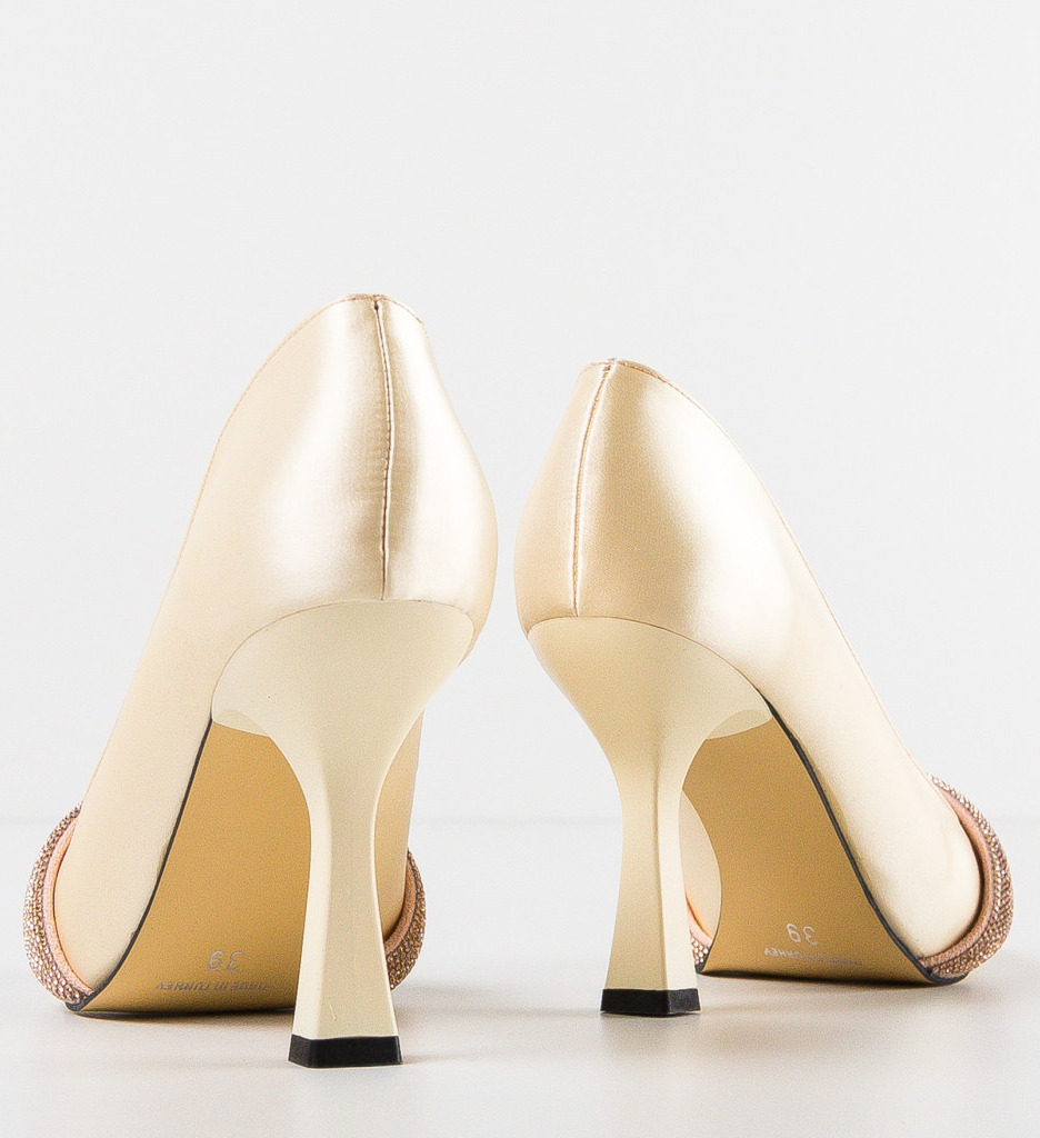 Pantofi Andor Bej Eleganți cu Toc - imagine 7
