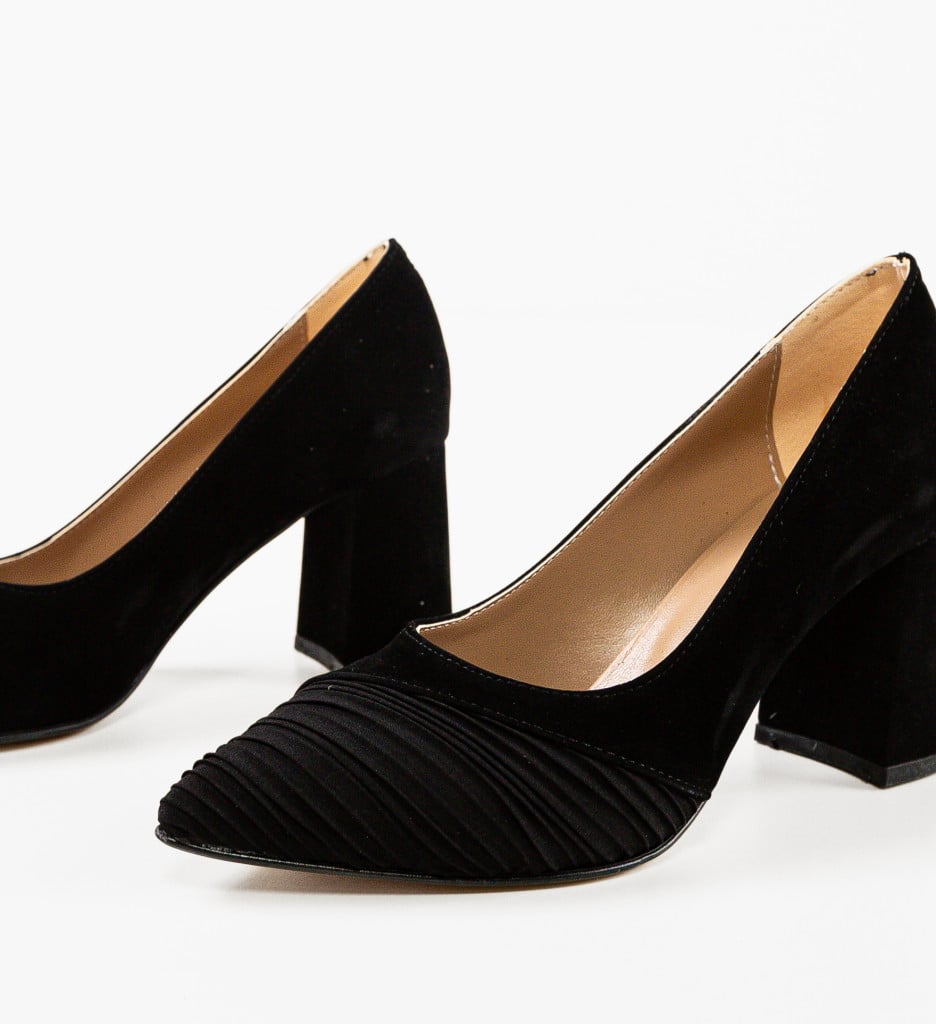 Pantofi Damande Negri cu Toc Eleganți - imagine 9
