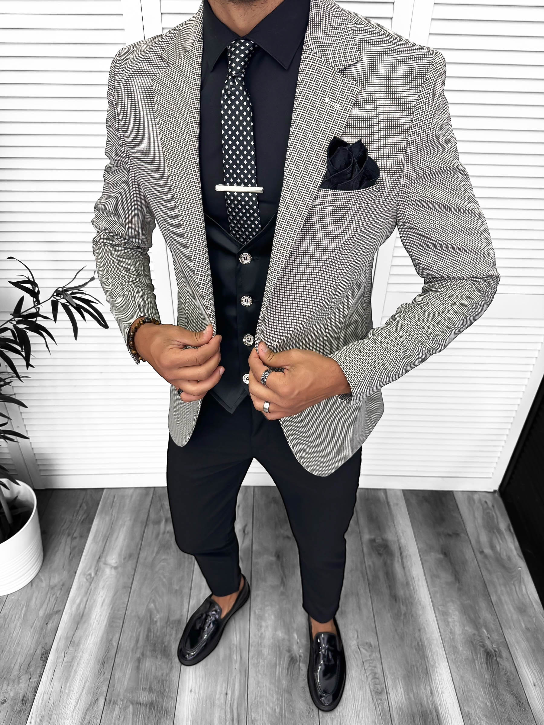 Costum Barbati Slim Fit 3 Piese Negru