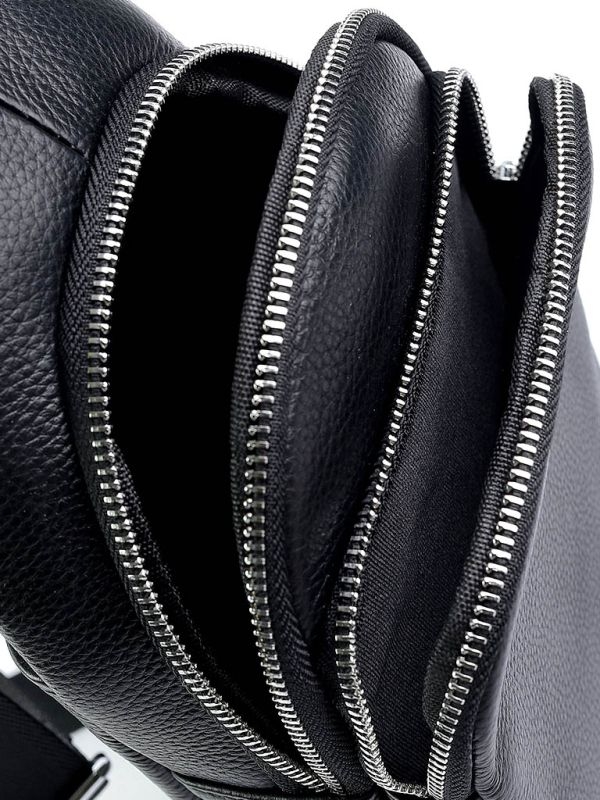 Geanta barbati piele naturala crossbody Neagra 231202 - imagine 3