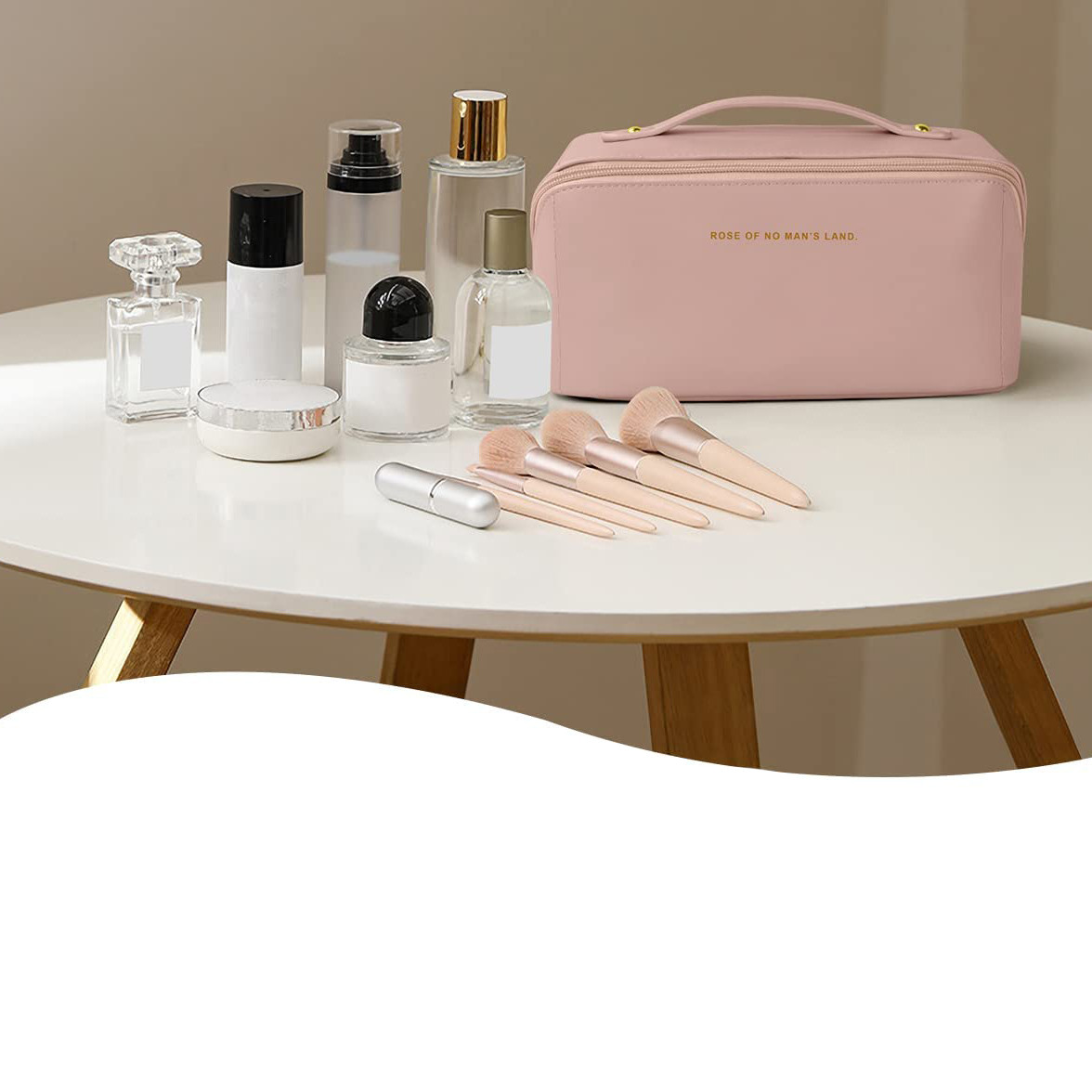 Geanta cosmetice Delis Chabela Roz, impermeabila, 25x12x12.5 cm - imagine 2