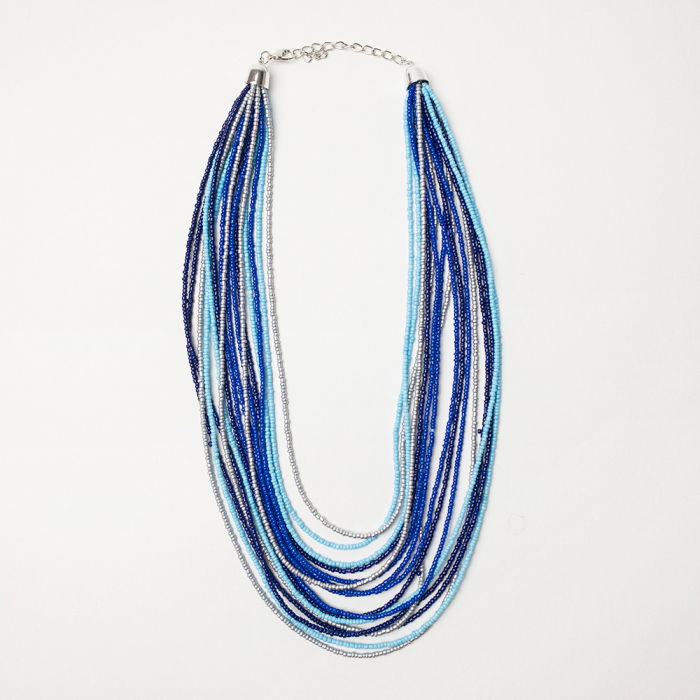 Colier Multistrand Albastru-Gri Shopika