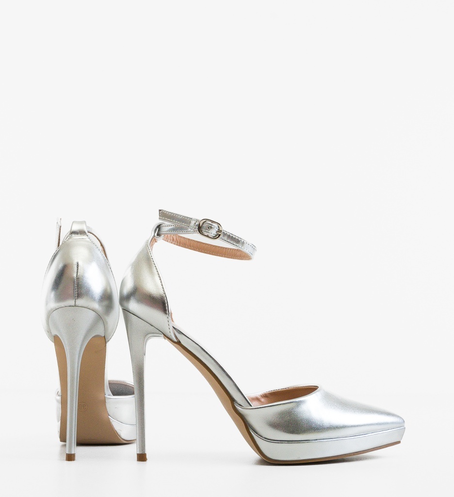 Pantofi dama Kamine Argintii Eleganti - imagine 3