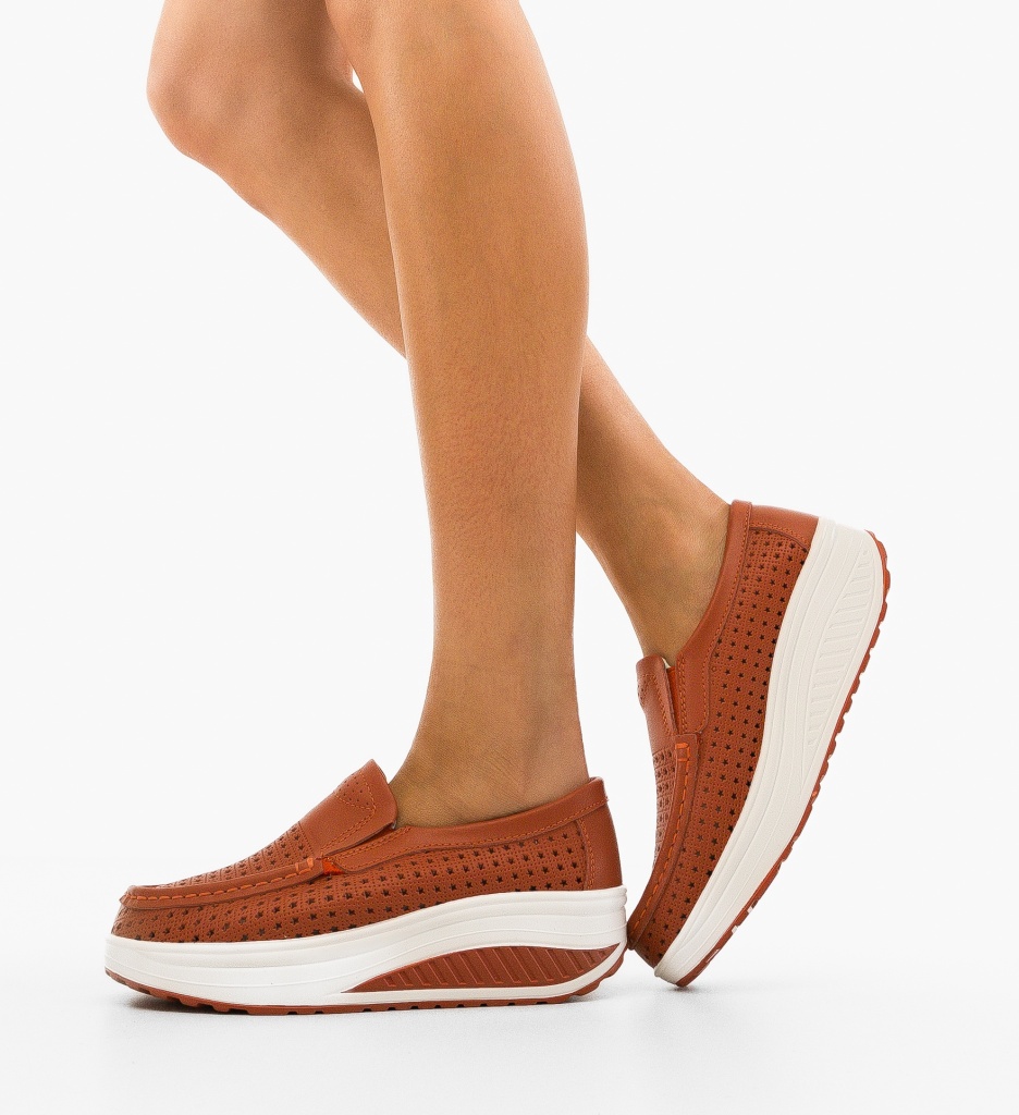 Pantofi Casual Portocalii Confort Bicaz - imagine 3
