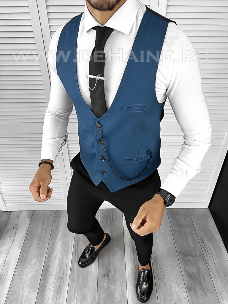 Vesta Barbati Slim Fit Bleumarin Eleganta