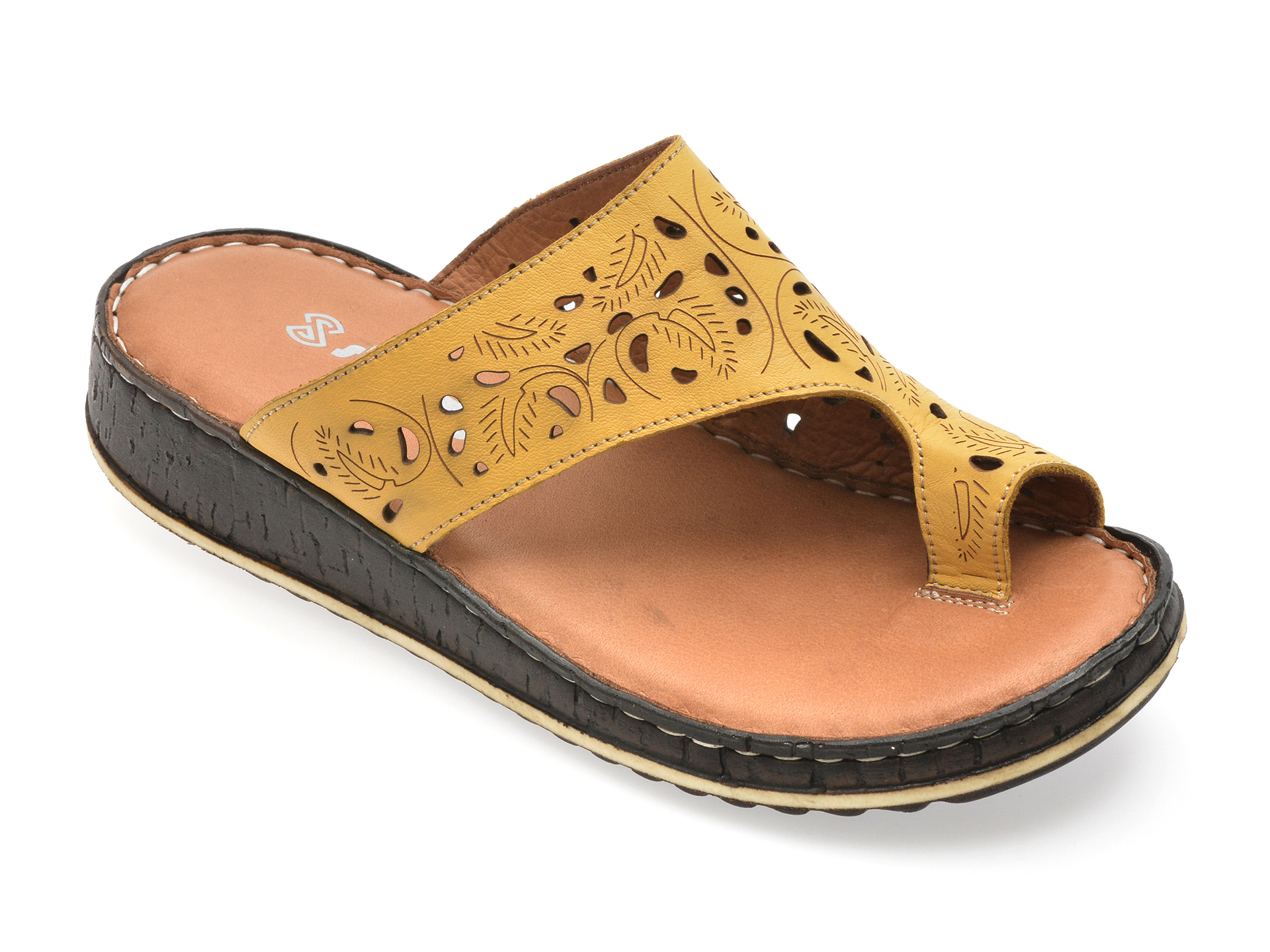 Papuci Shoozy Galbeni Piele Naturală