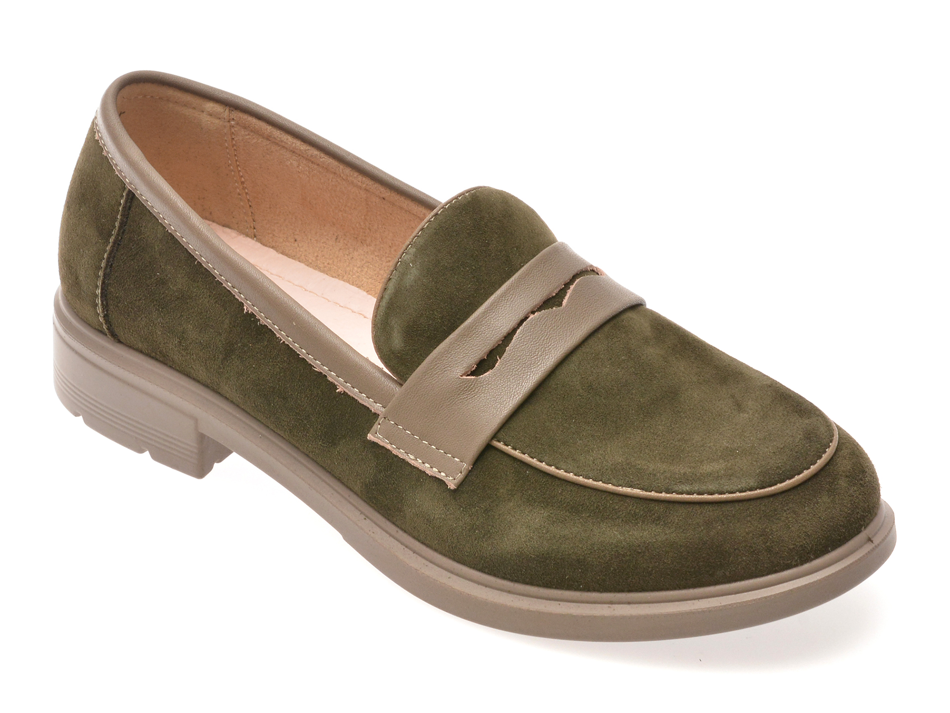 Mocasini Dama Gryxx Verde Piele Întoarsă