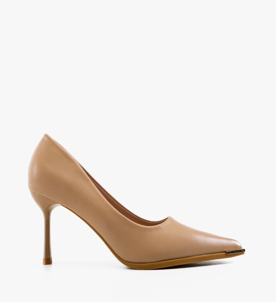 Pantofi dama Bilma Bej eleganți cu toc - imagine 5