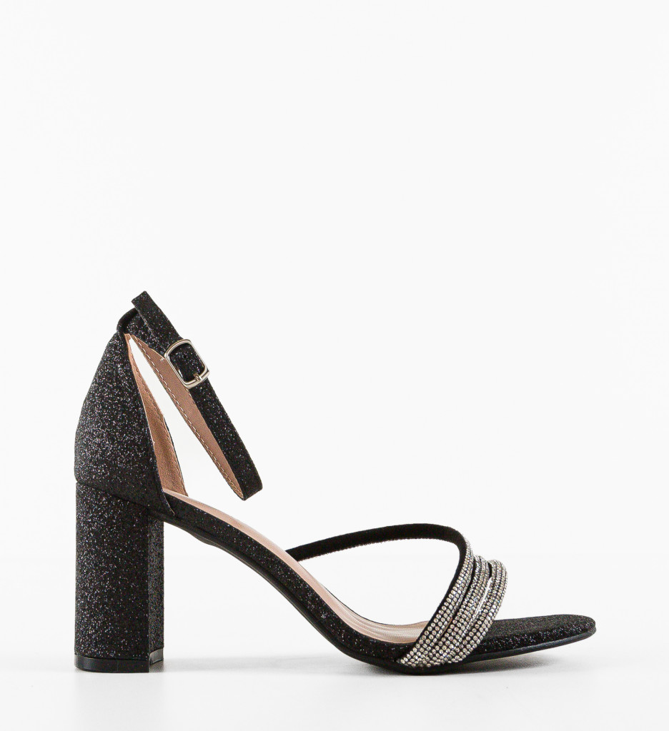 Sandale Stacey Negre cu Toc Elegant - imagine 5