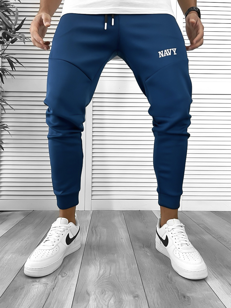 Pantaloni Trening Albaștri Conici - Stil Modern