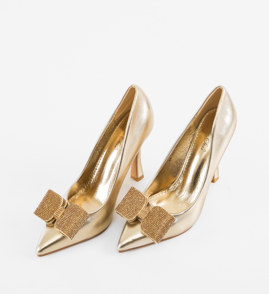Pantofi Stiletto Bradle Dama Aurii Eleganți - imagine 3