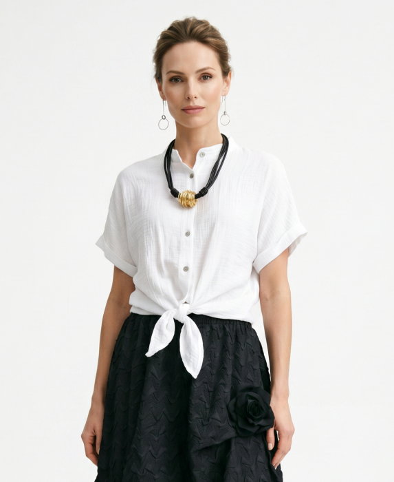 Camașă Albă Creponată Shopika | Stil & Confort - imagine 2