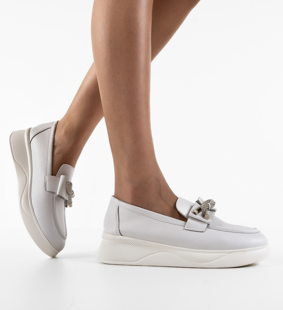 Pantofi Casual Dama Eacona Albi - Stil & Confort - imagine 3