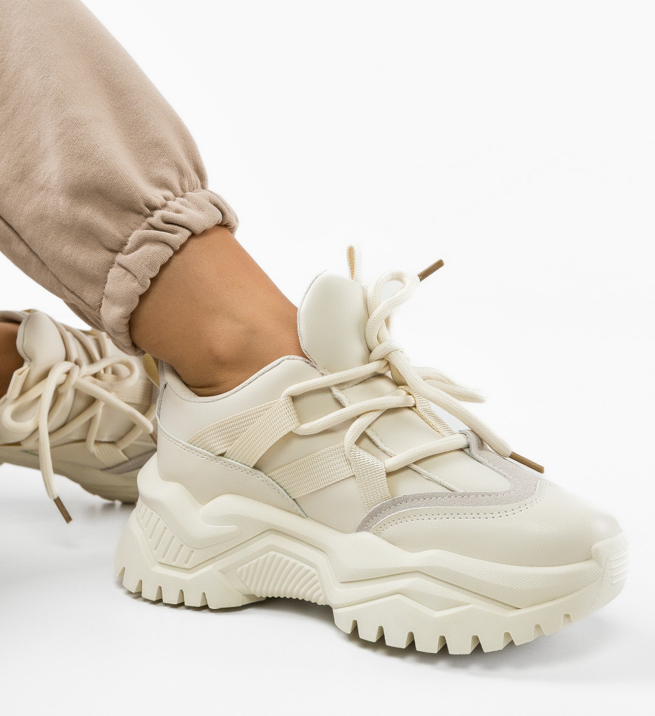 Sneakers Dama Bej Harding | Confort Zi de Zi - imagine 2