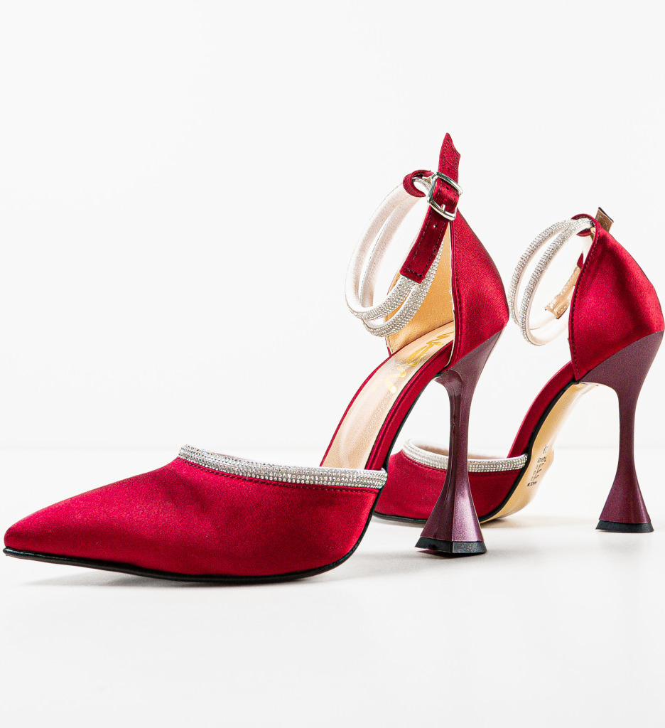 Pantofi dama Bark Grena cu toc elegant - imagine 7