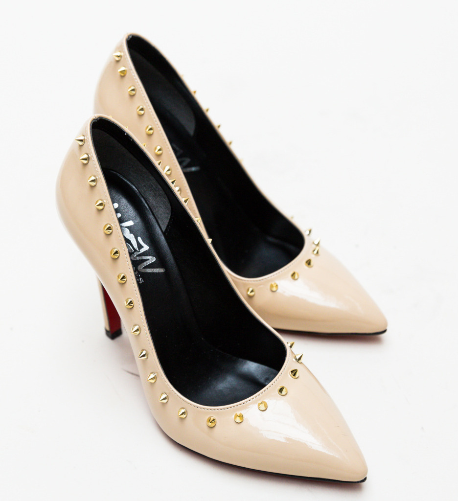 Pantofi Nicor Bej cu Toc Eleganți - imagine 4