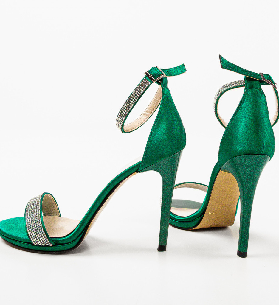 Pantofi Dama Cincil Verzi - Sandale cu Toc Elegante