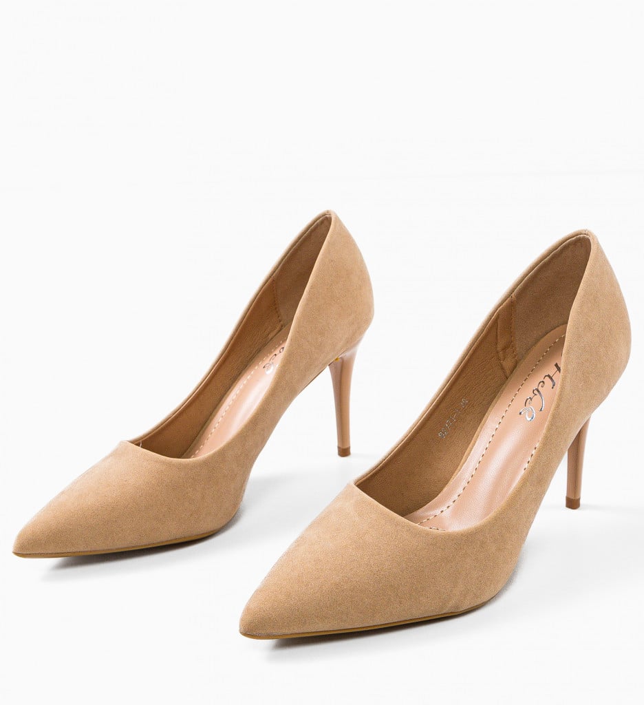 Pantofi Benito Bej cu Toc Elegant - imagine 7