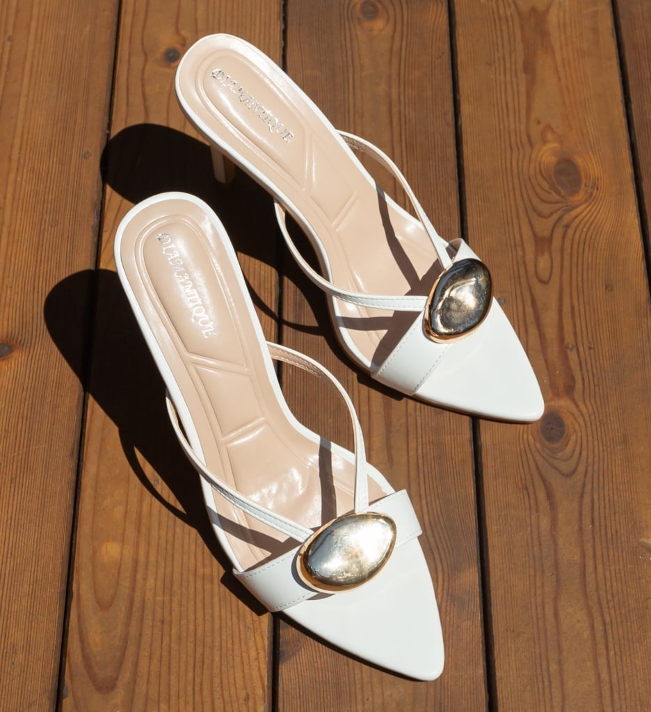 Sandale Dama Albe Elegante cu Toc Apriny - imagine 3
