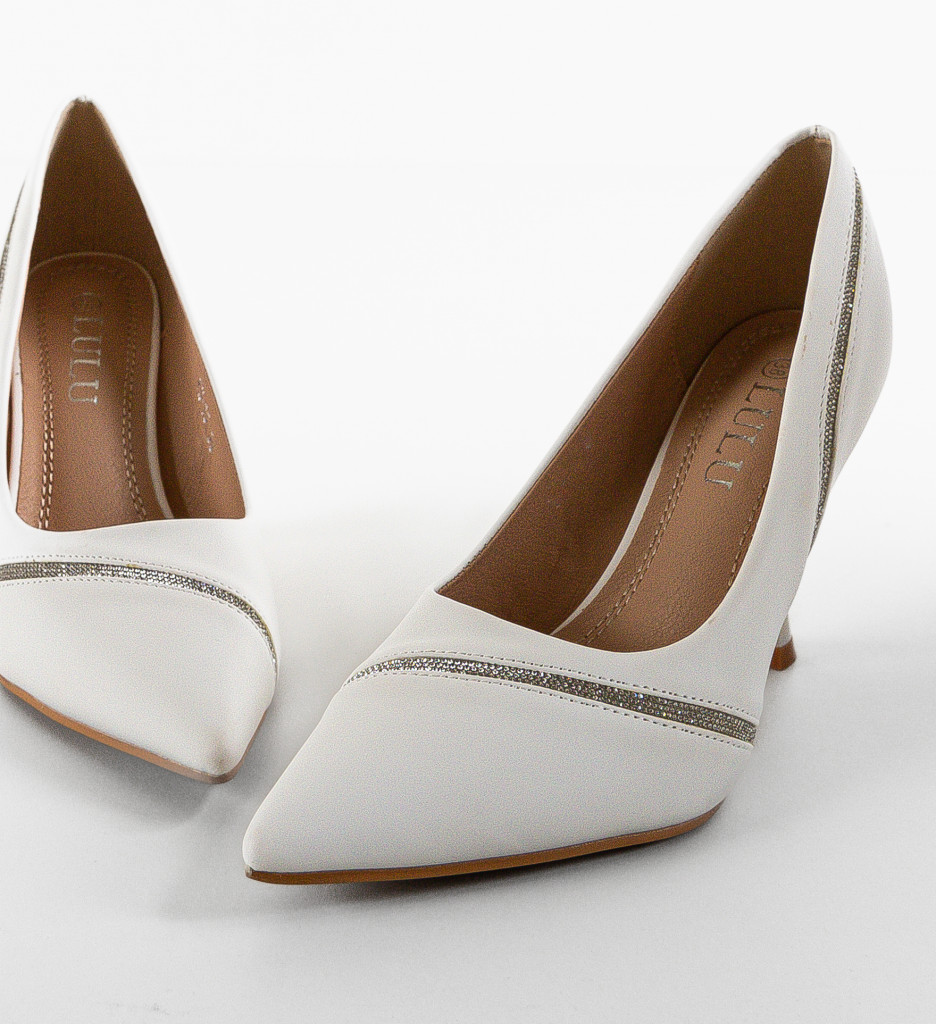 Pantofi Zaid Albi cu Toc Eleganți - imagine 4