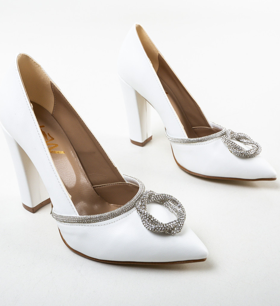 Pantofi cu Toc Albi Ronati | Eleganță Asigurată - imagine 4