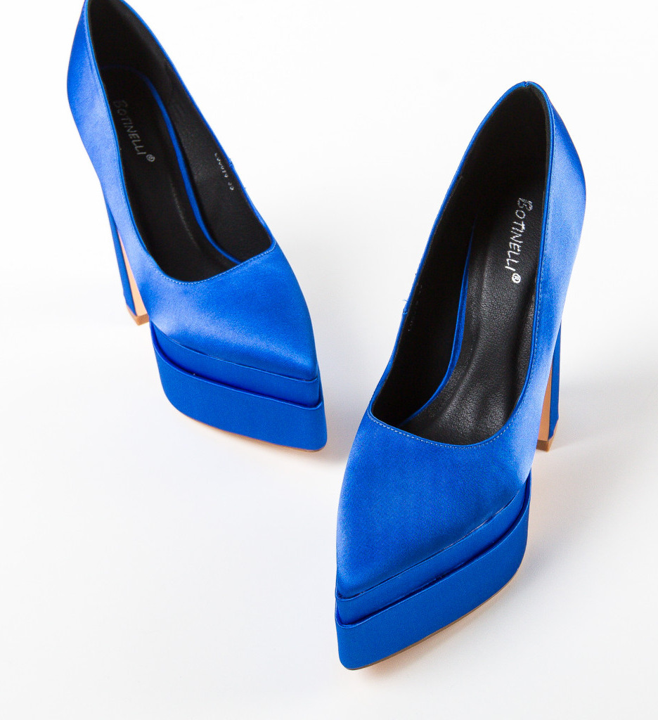 Pantofi Carweb Albastri Eleganți cu Toc - imagine 4