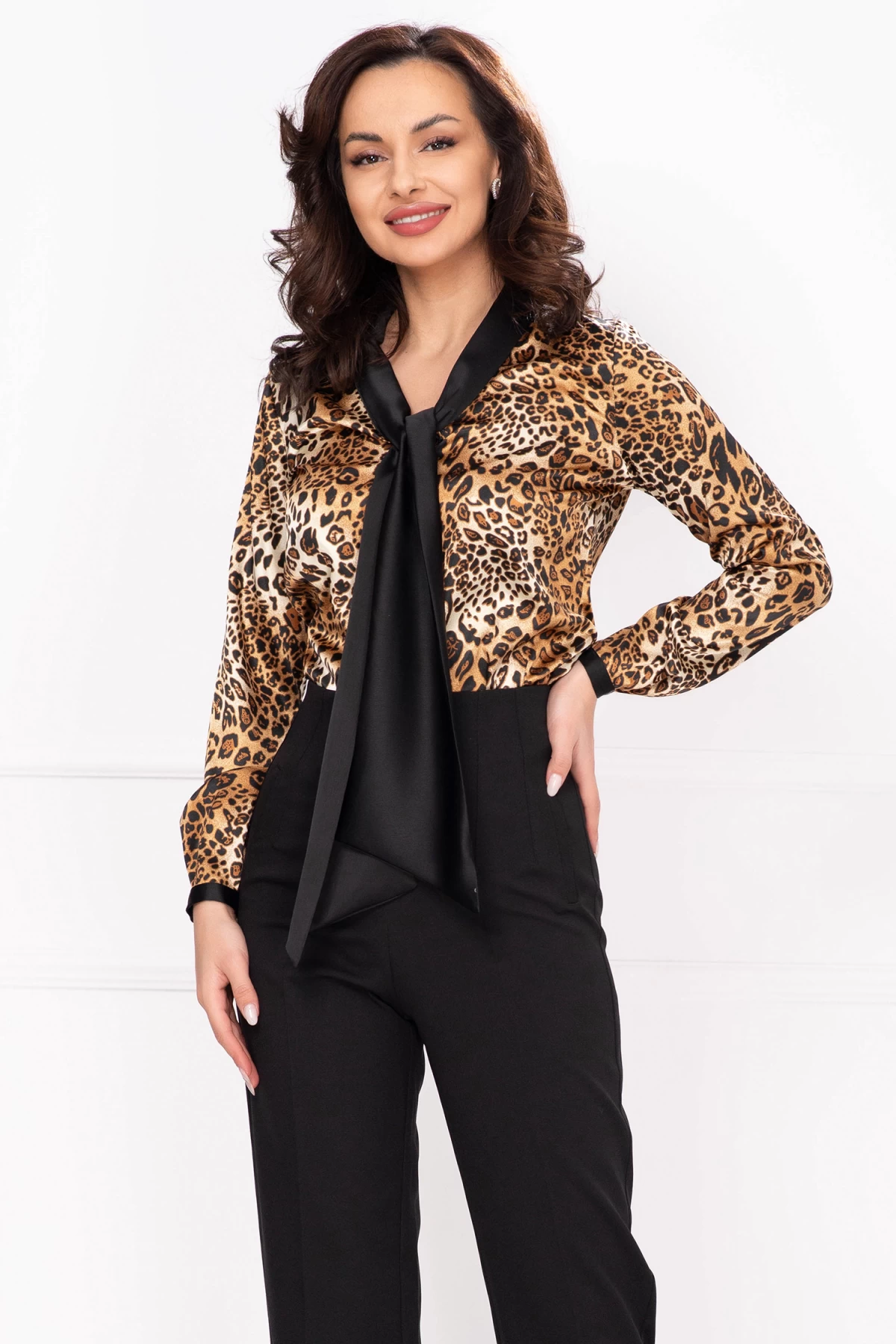 Bluza InPuff Leopard Eleganta Satin