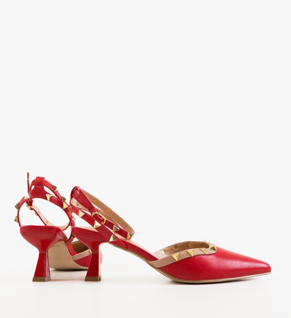 Pantofi Damă Uabare Roșii cu Toc Eleganți - imagine 2