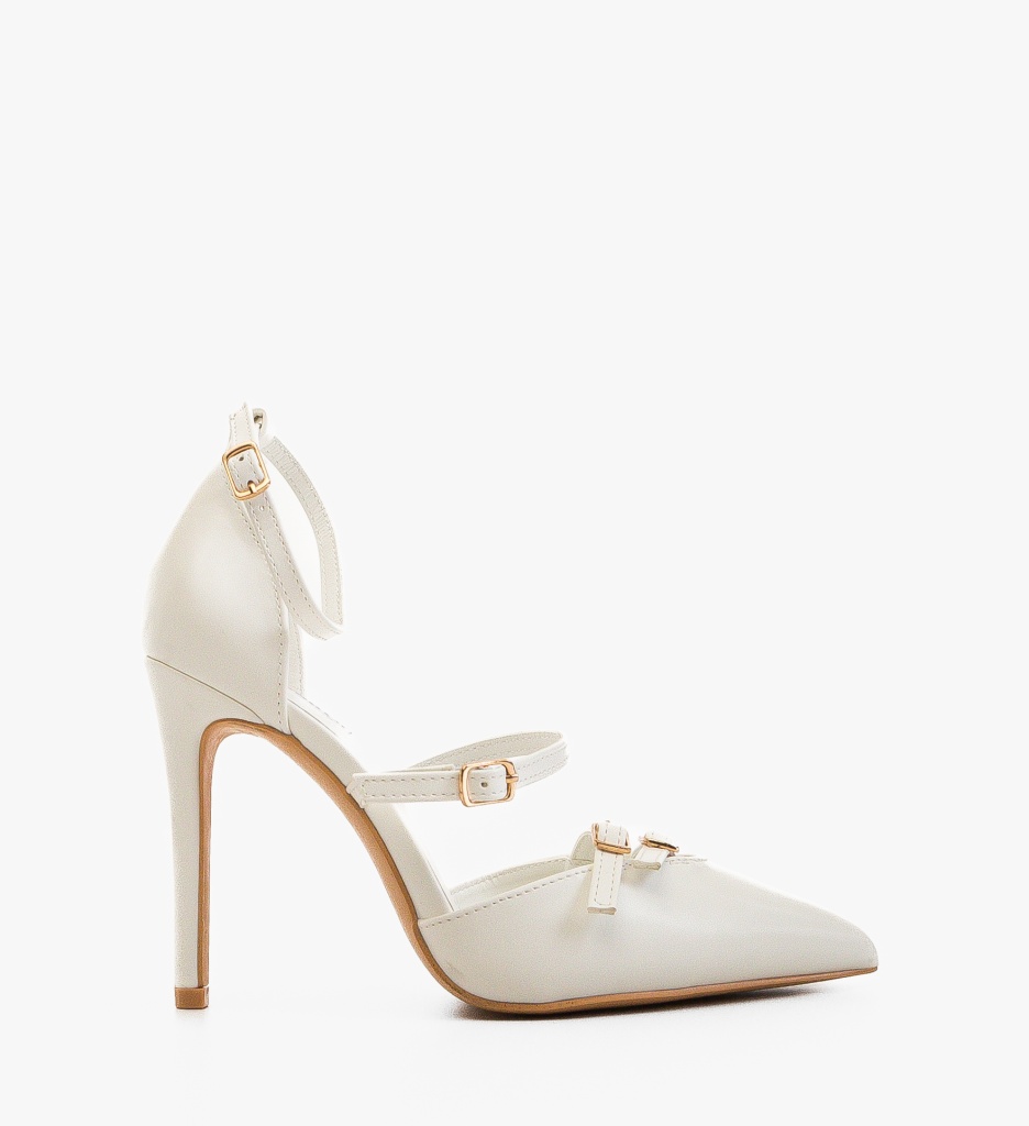 Pantofi Dama Cobb Albi cu Toc Eleganți - imagine 8